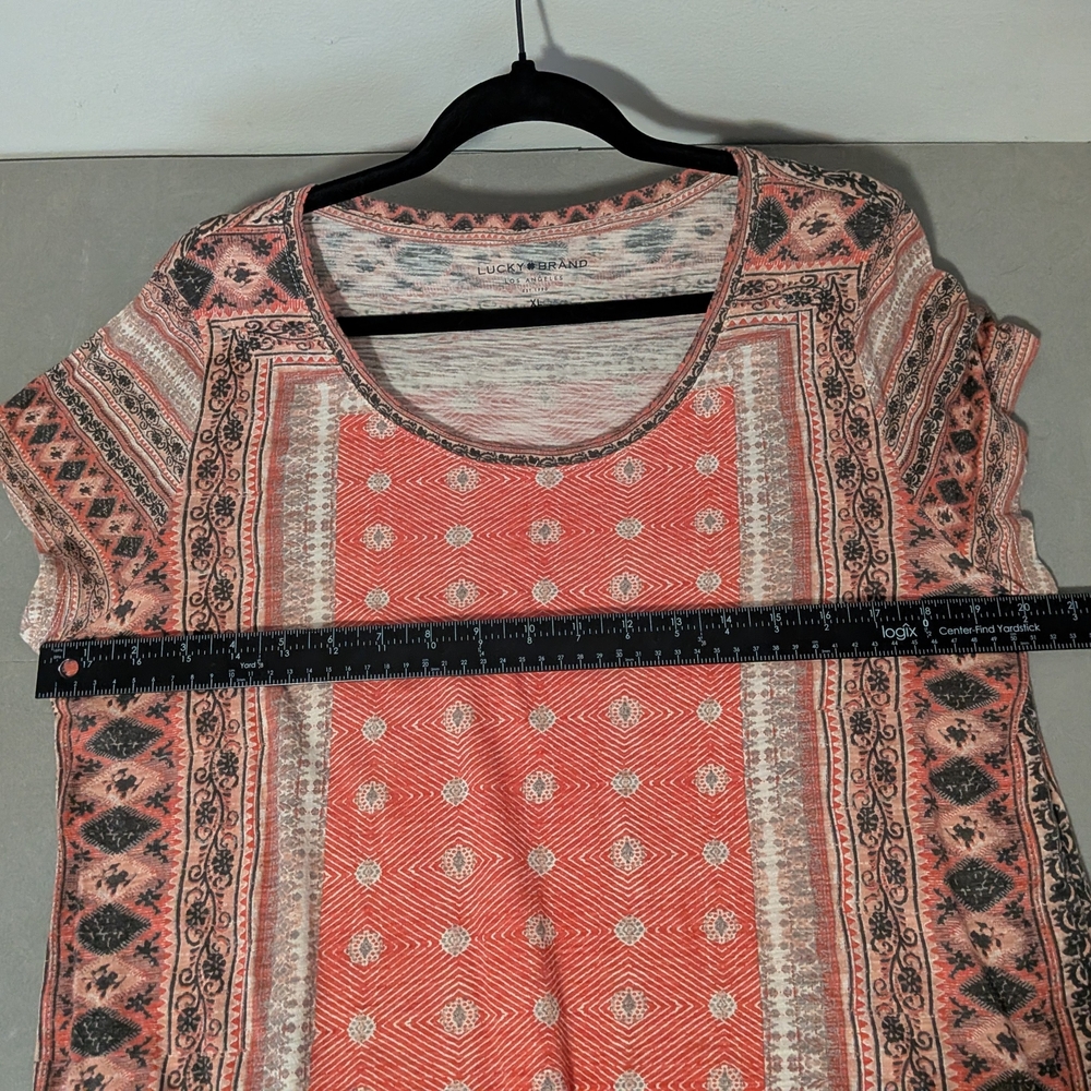 Lucky Brand Coral Patterned Short Sleeve Women's Top - Picture 8 of 8